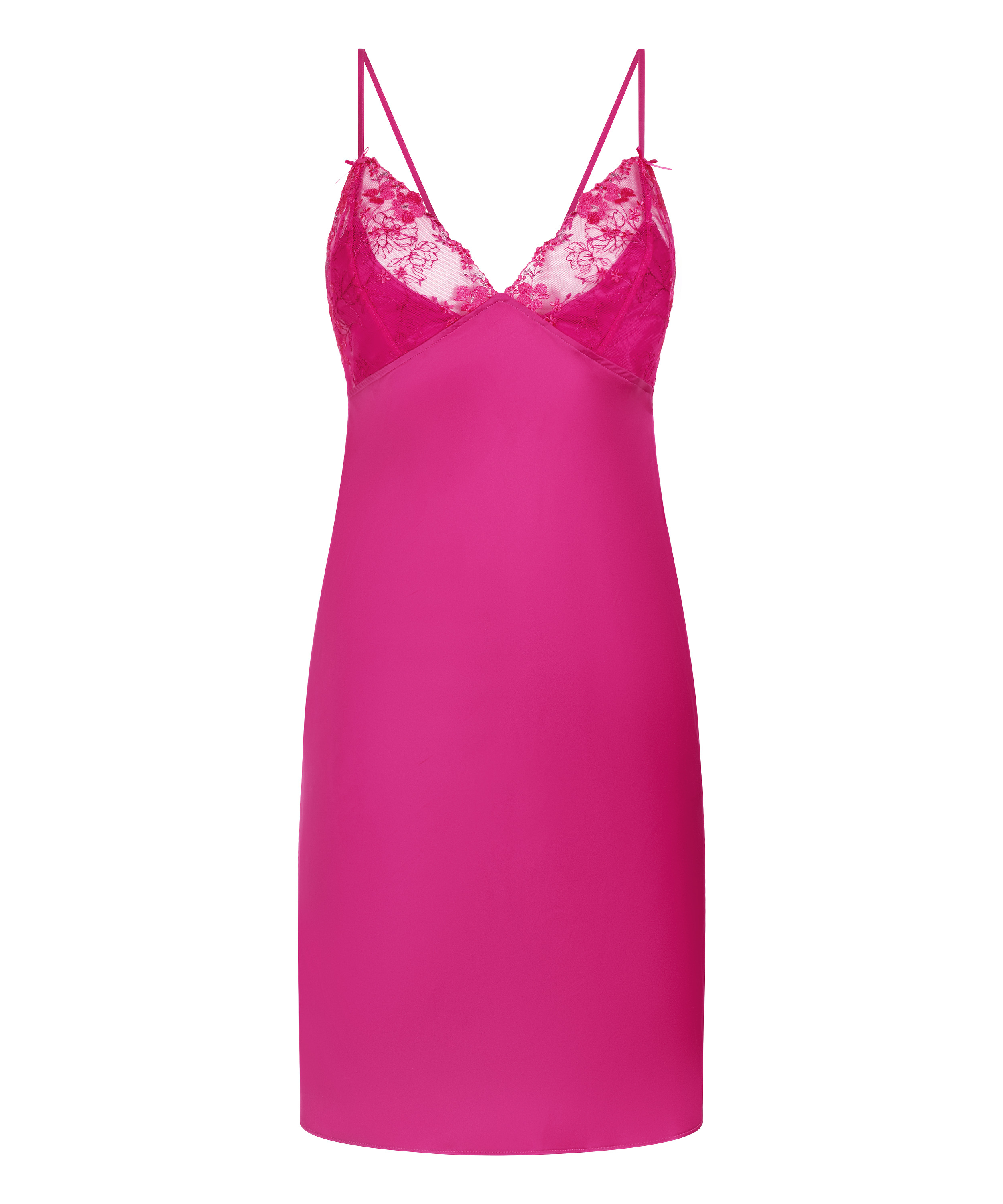 Slipdress i satin med p&aelig;oner, Lyser&oslash;d, main