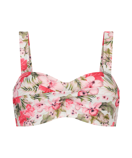 Formst&oslash;bt bandeau-bikinitop Tropical, Hvid