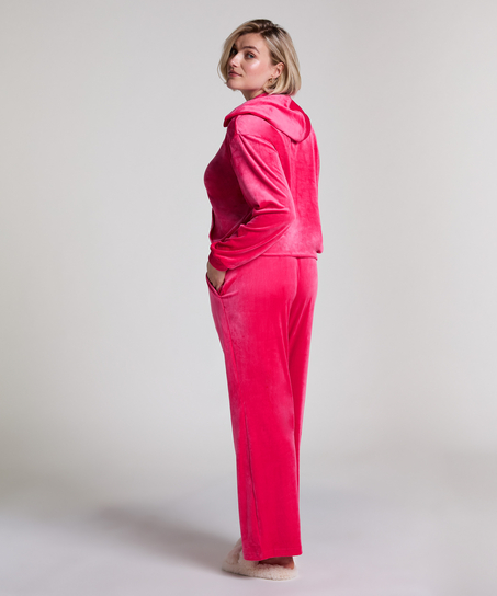 Hættejakke velour, Lyserød