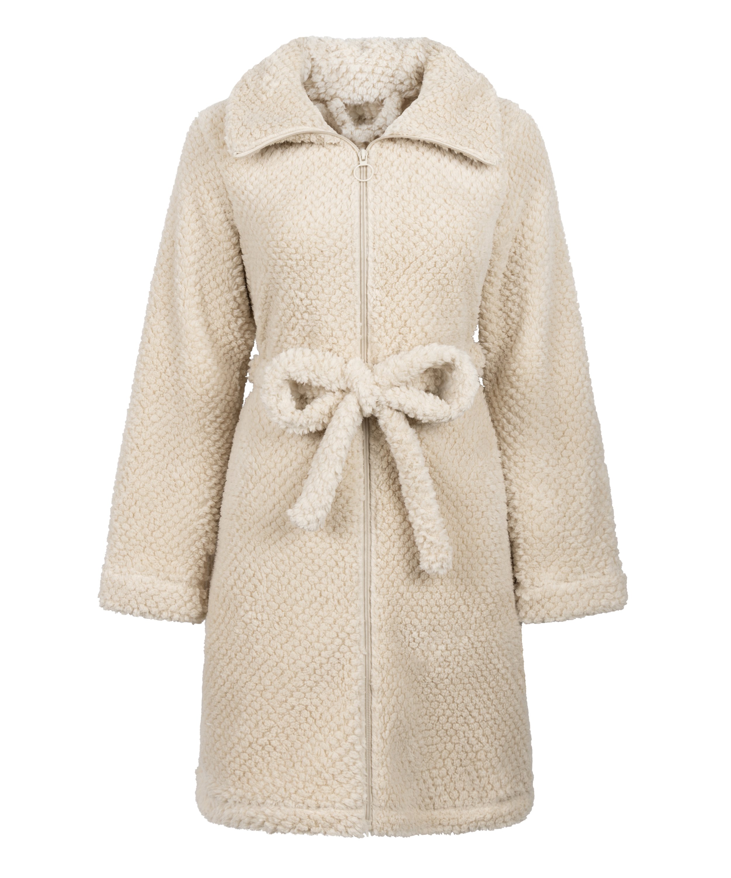 Badekåbe i fleece med lynlås, Hvid, main