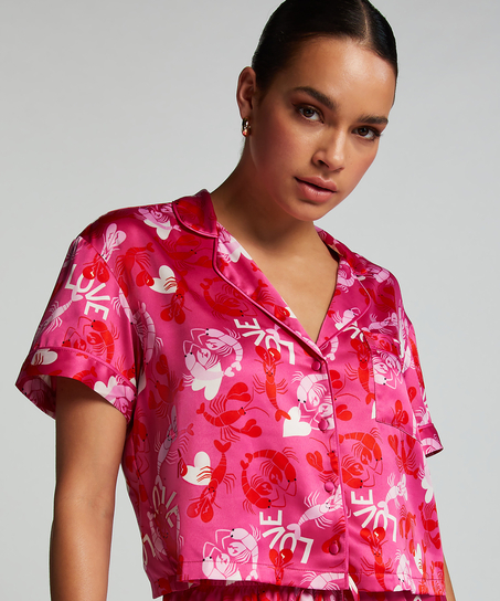 Kort&aelig;rmet satinjakke, Lyser&oslash;d