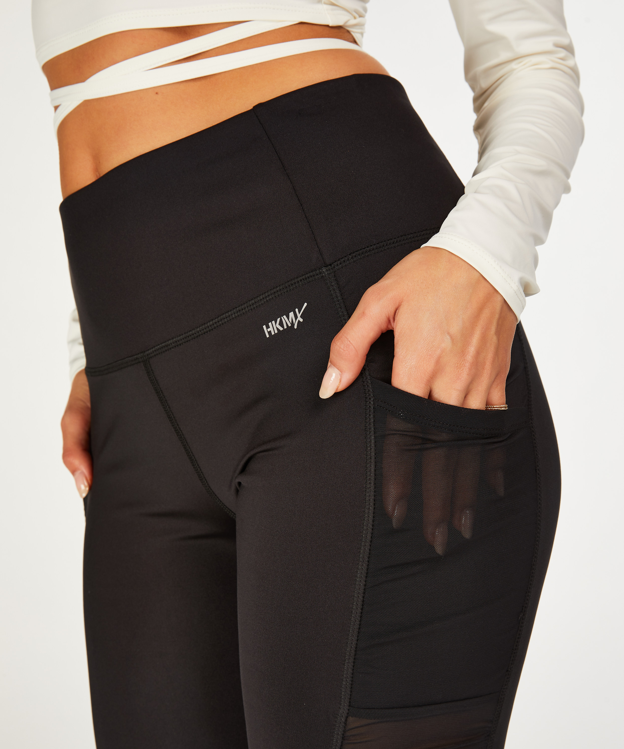 HKMX Sport leggings med h&oslash;j talje Ruched, sort, main