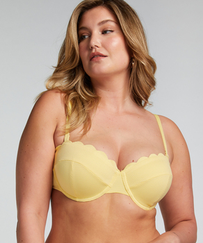 Polstret bikinitop med bøjle Scallop Størrelse E +, gul