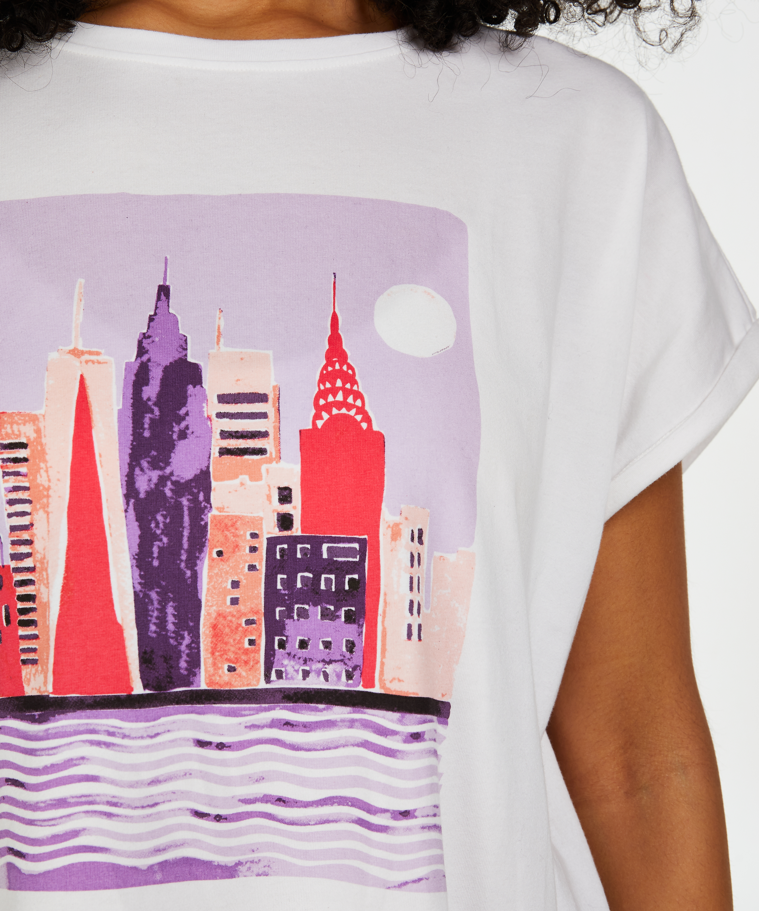 Pyjamastop korte ærmer, Hvid, main