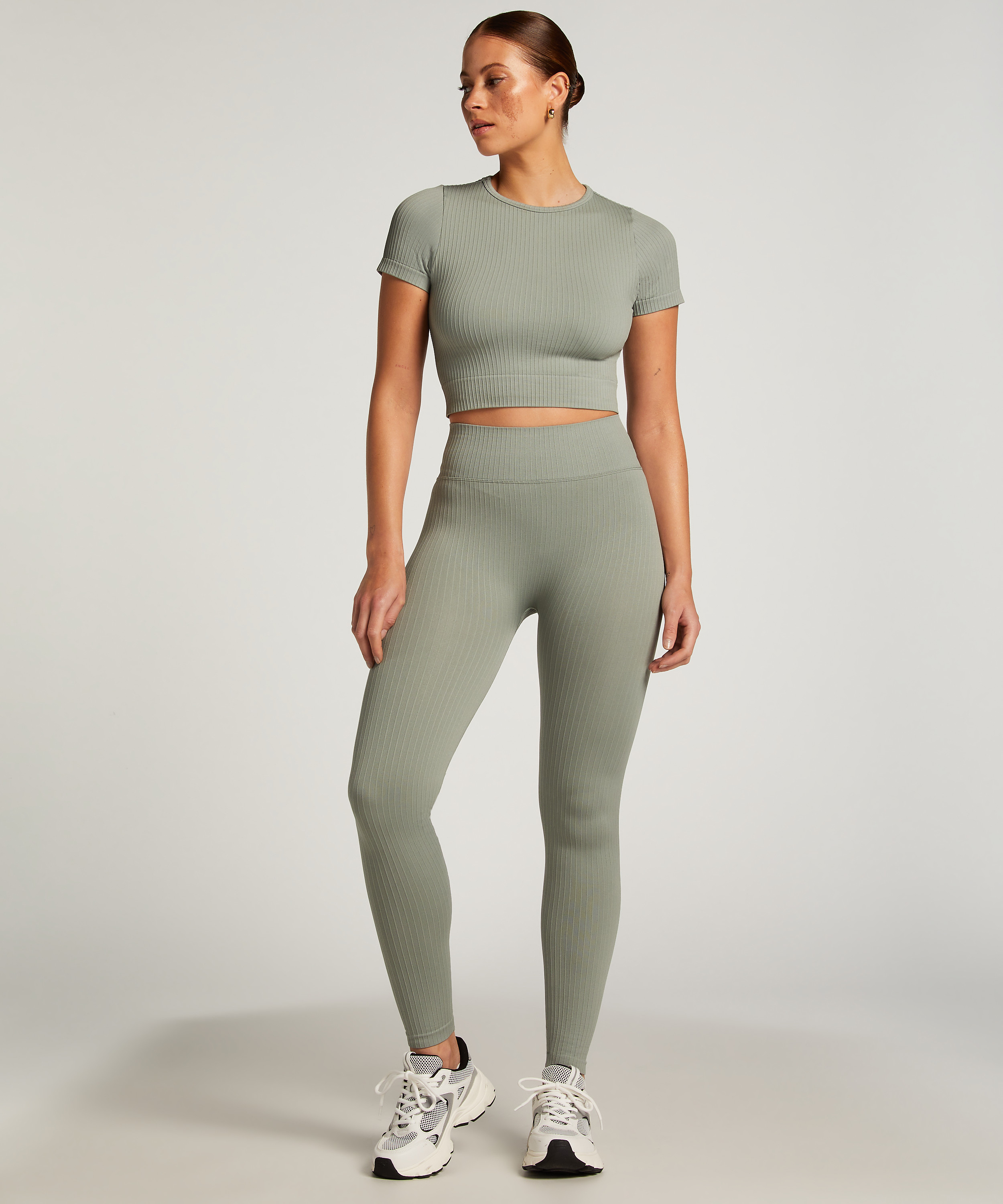 HKMX sømløs sports crop top, Grøn, main