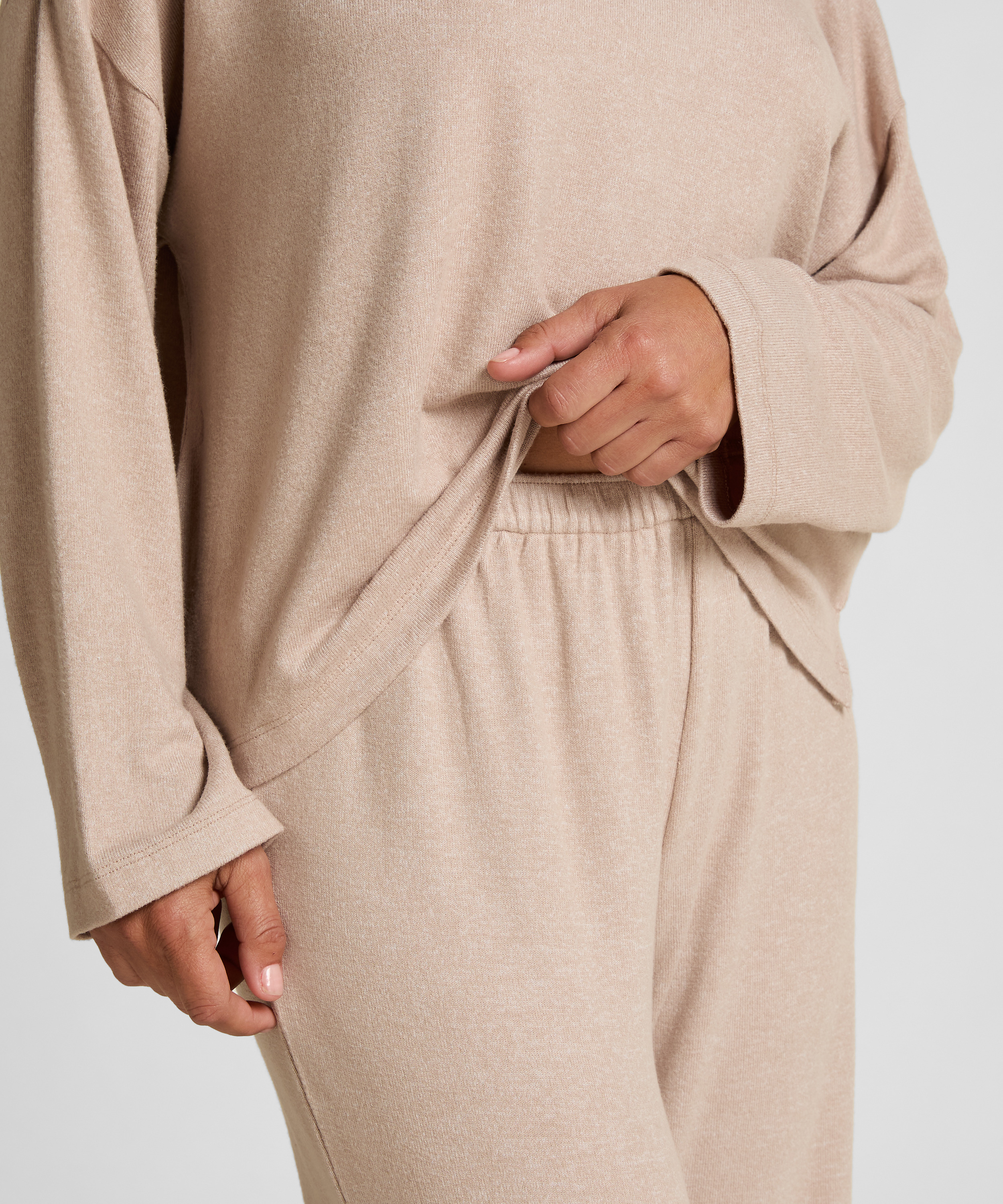 Bukser i børstet jersey, Beige, main