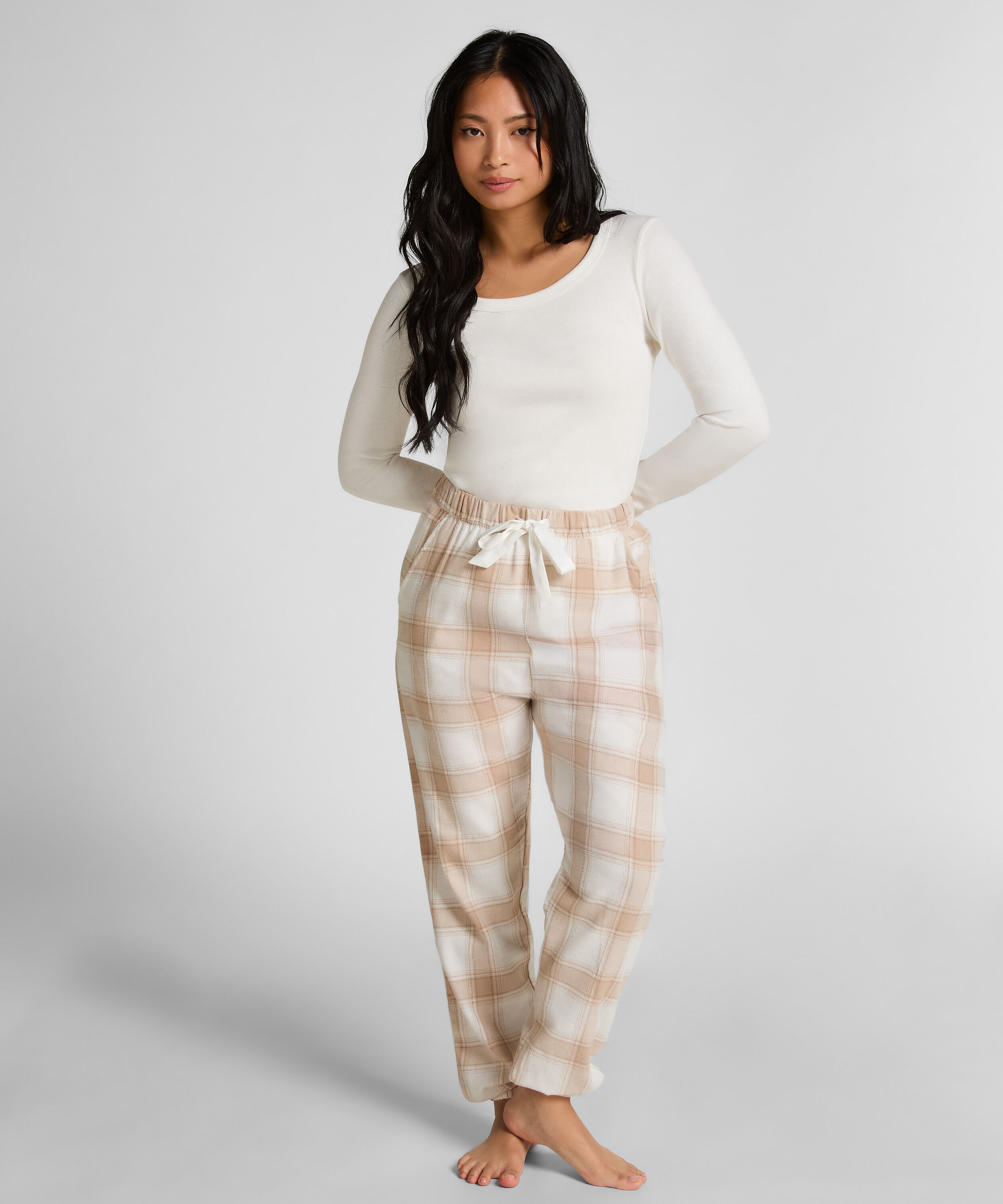 Pyjamasbukser af flonel, Beige