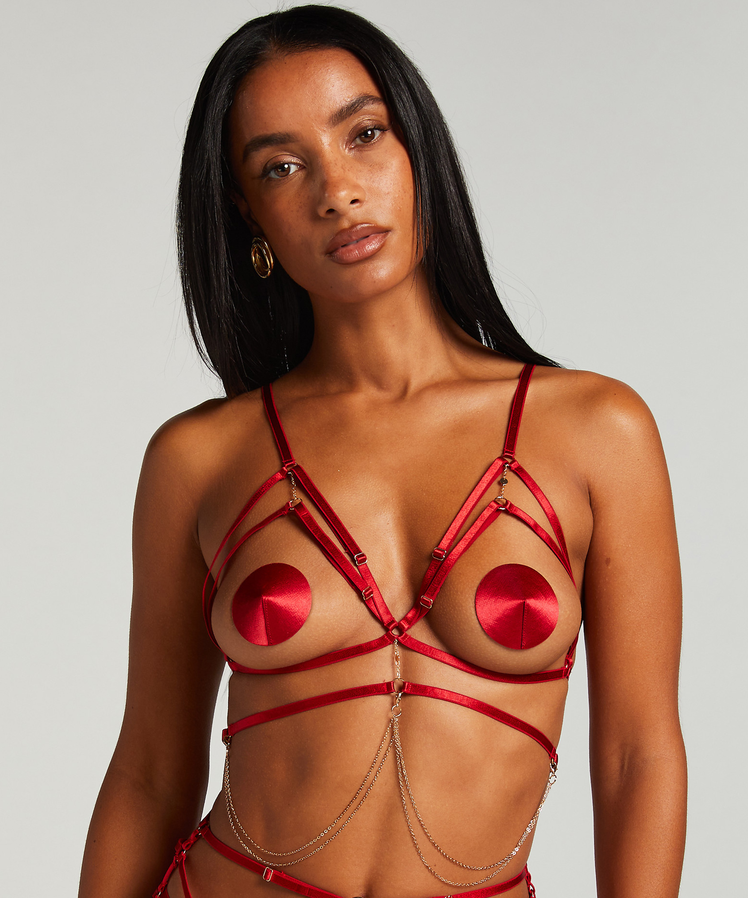 Bralette Chain top, Rød, main