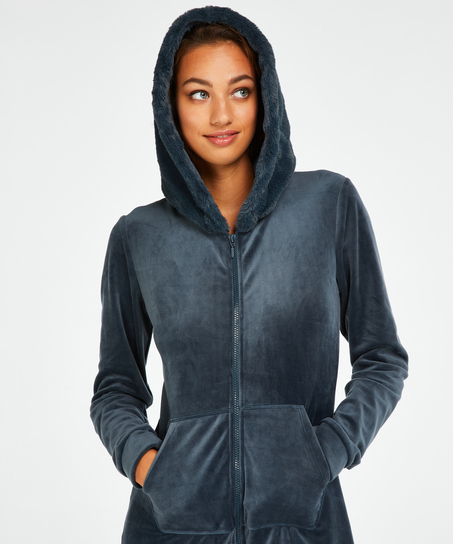 Onesie-jumpsuit Velour, blå