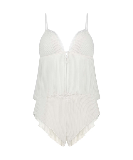 Cami-sæt Chiffon Plisseret, Hvid