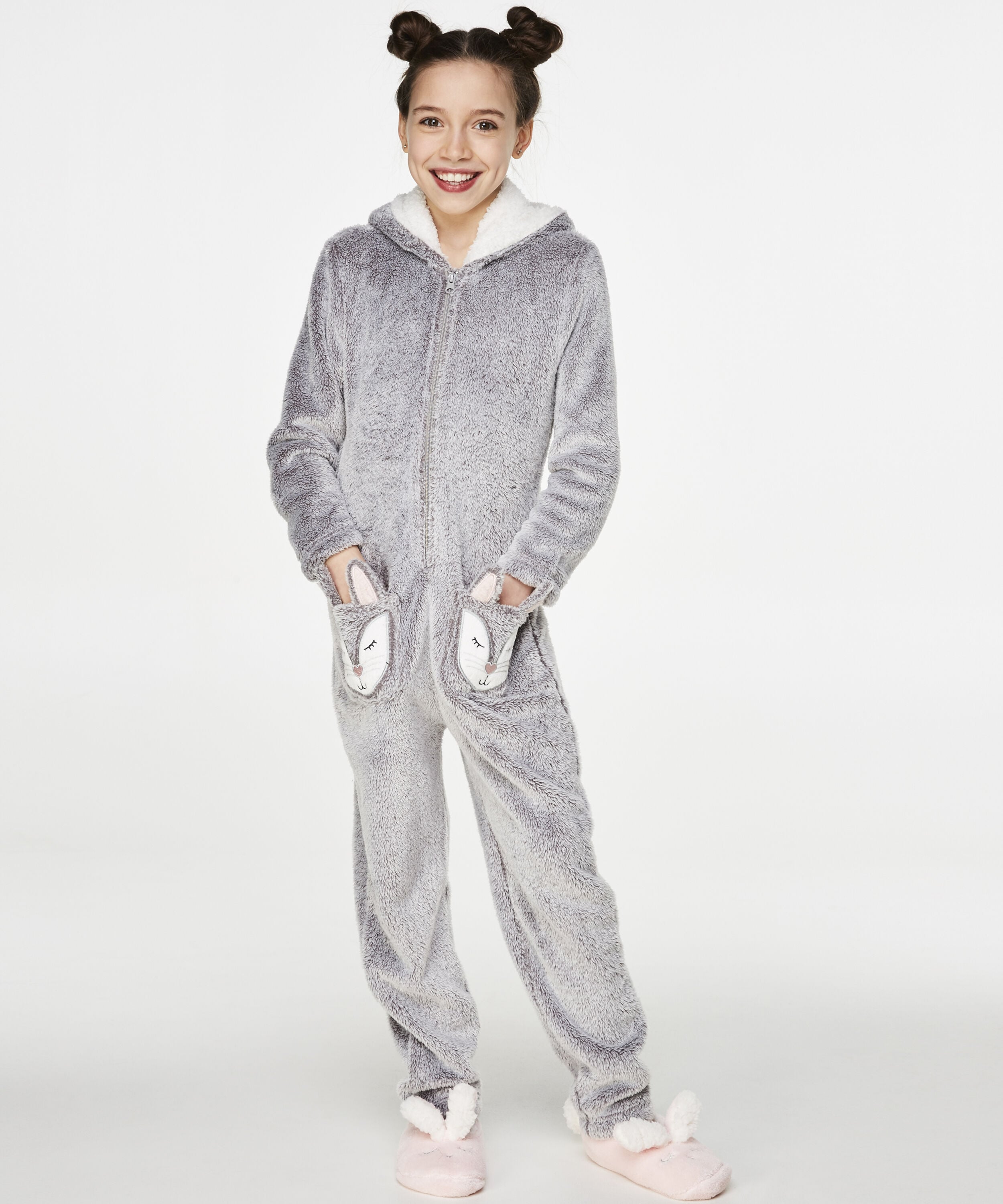 Teens Fleece Jumpsuit, Grå