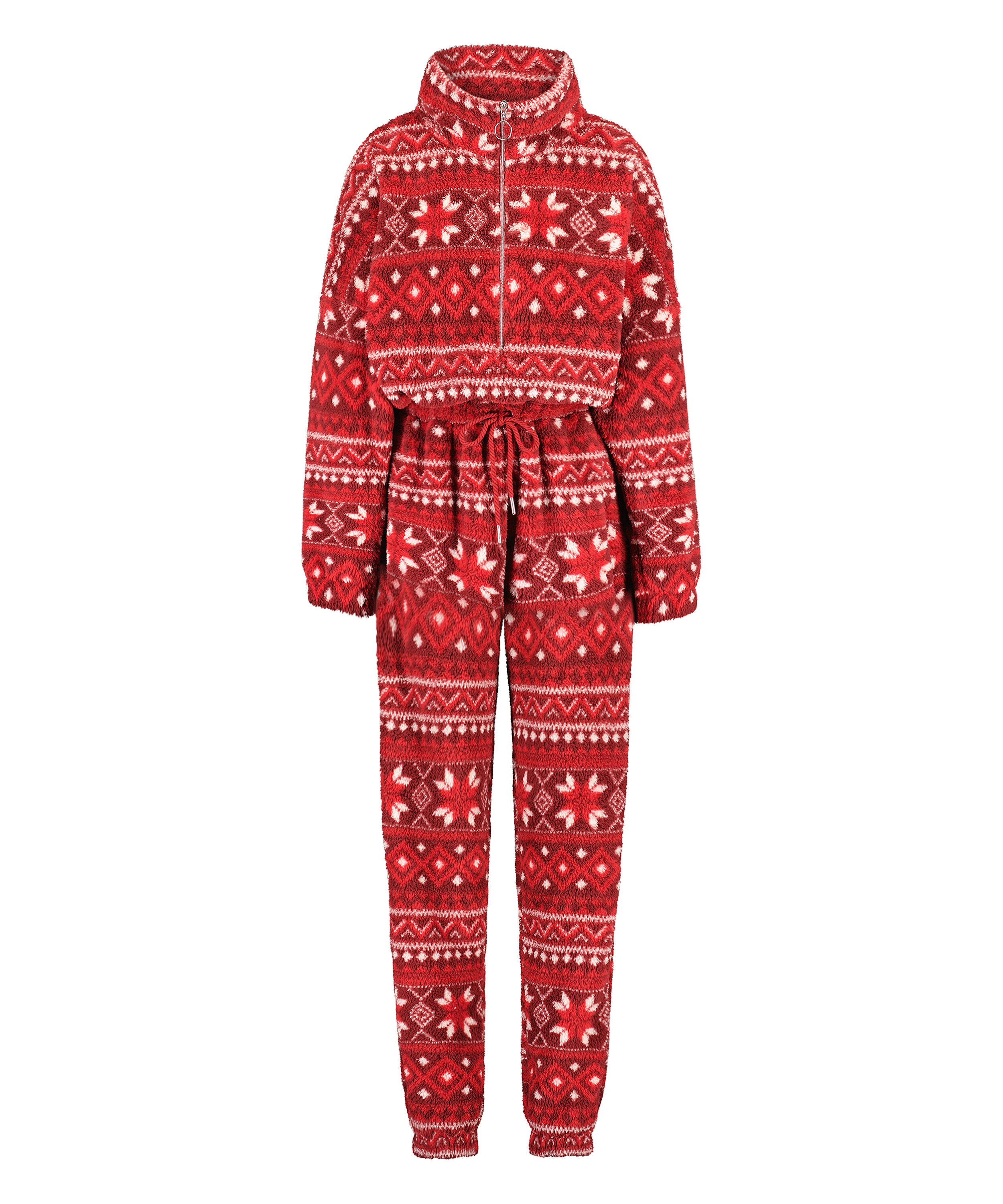 Flannel Fleece Onesie Fairisle, r&oslash;d, main