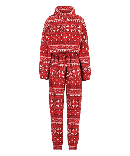 Flannel Fleece Onesie Fairisle, r&oslash;d