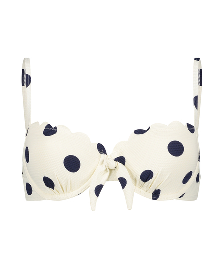 Scallop Dot formstøbt bikinitop med bøjle, hvid