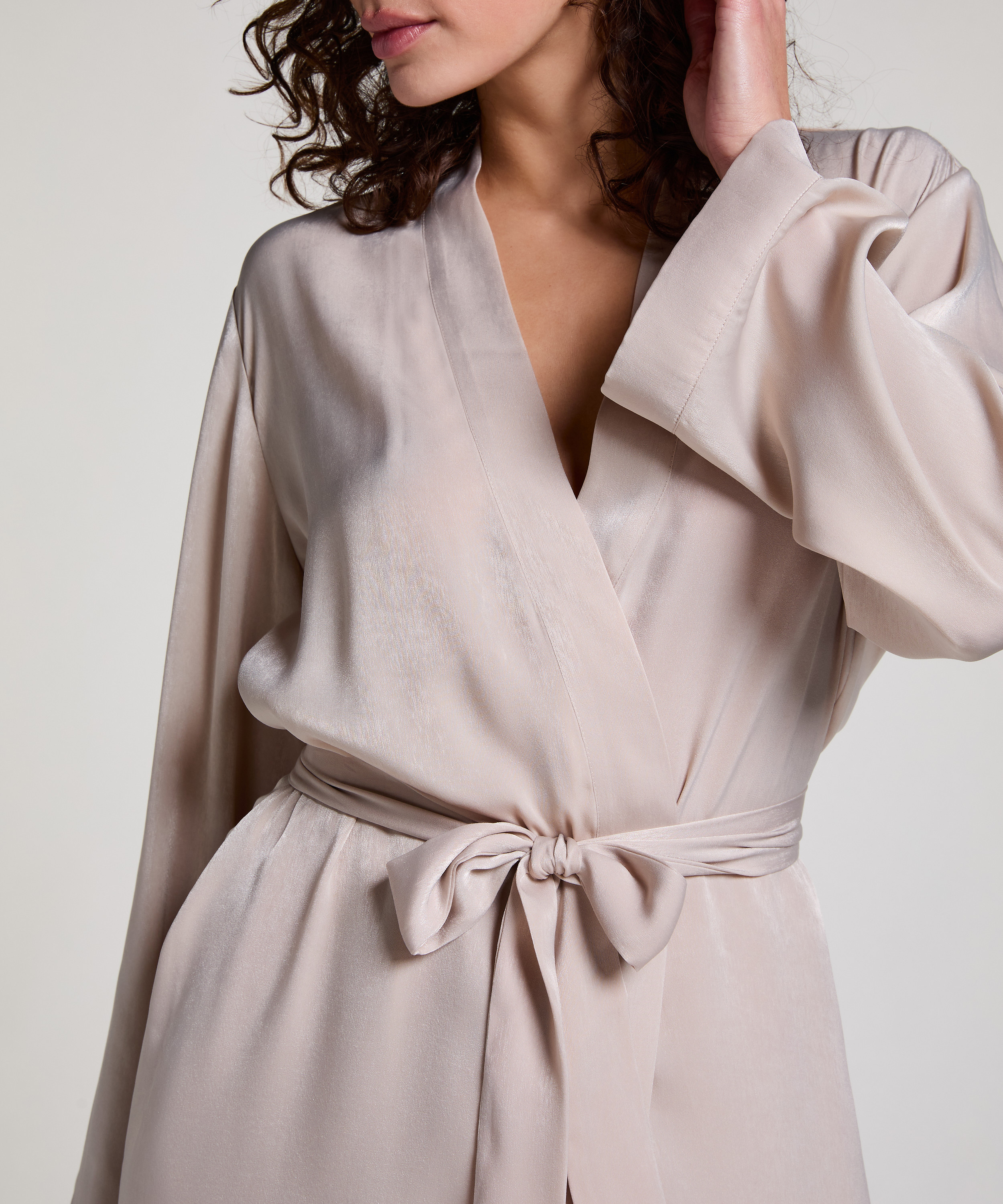 Satin kimono, Beige, main