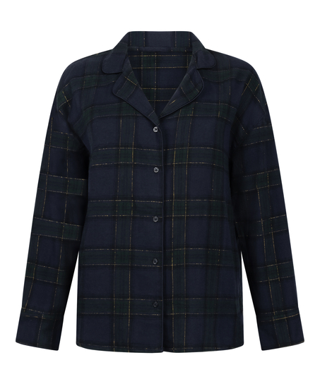 Pyjamastop af flonel, Blå