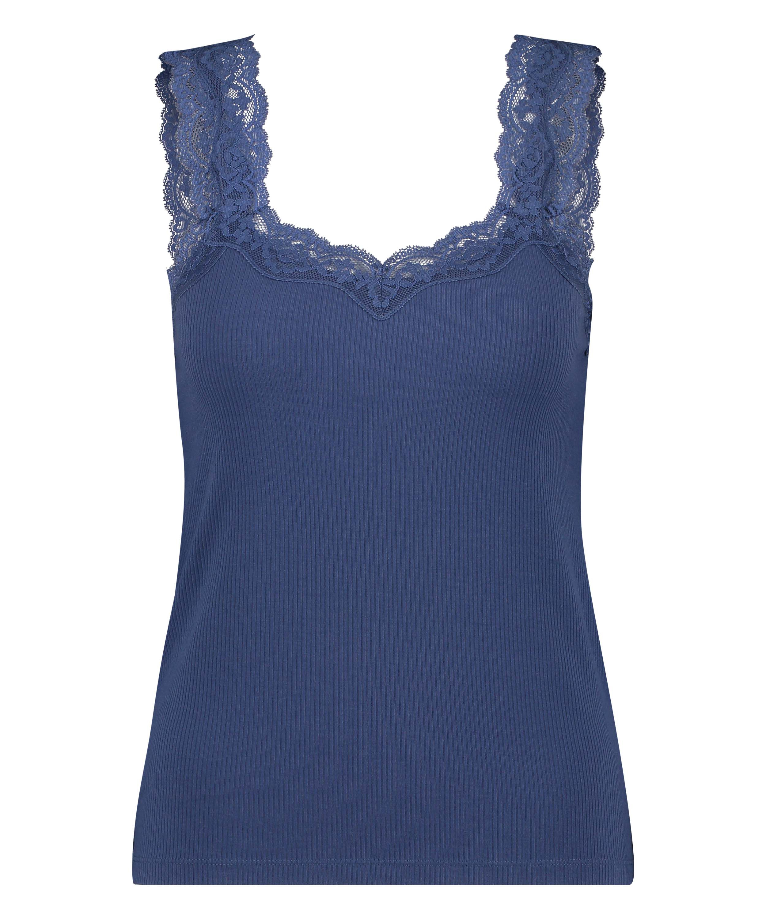 Singlet Rib Lace, Blå, main