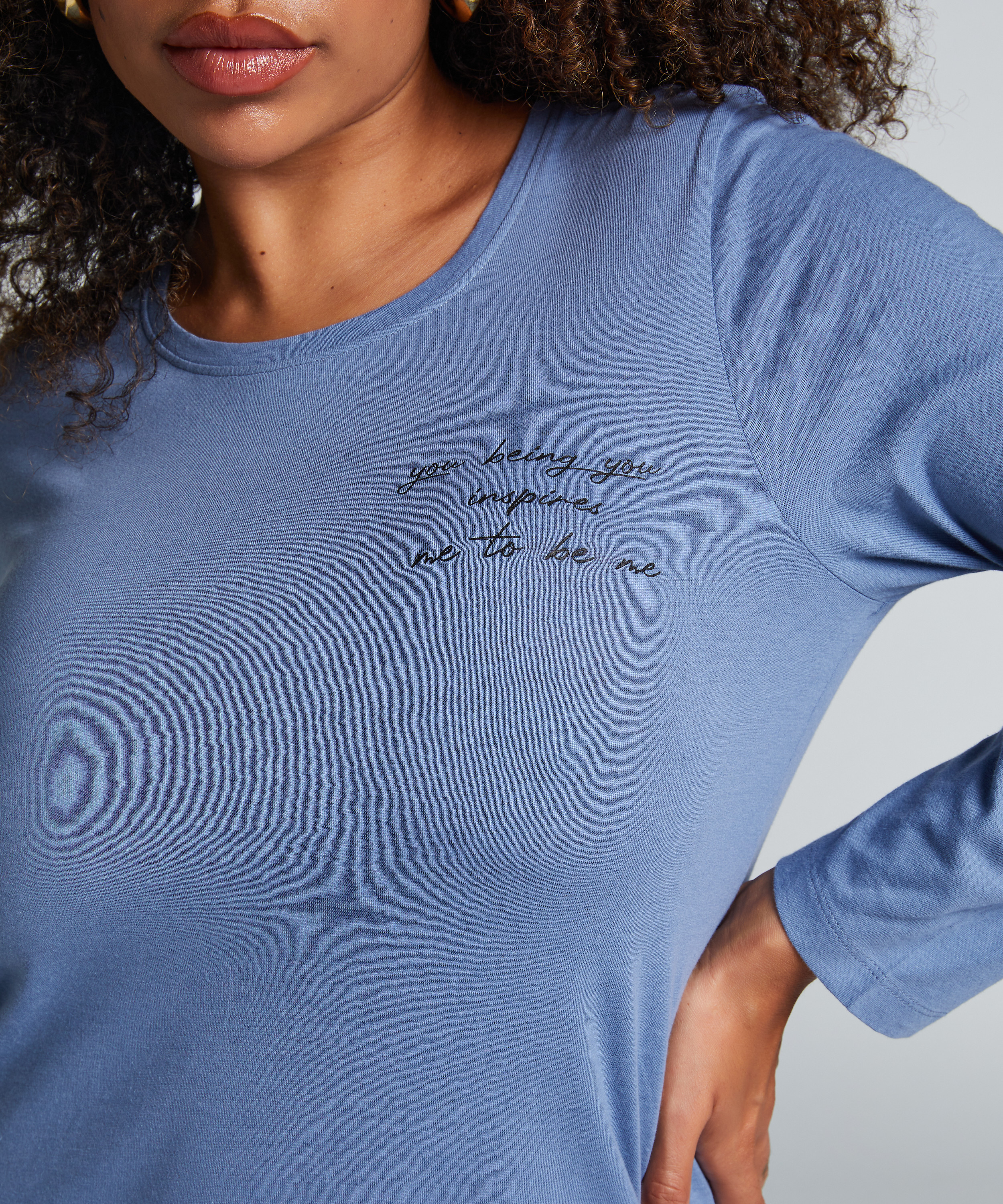 Natskjorte rund hals, blå, main