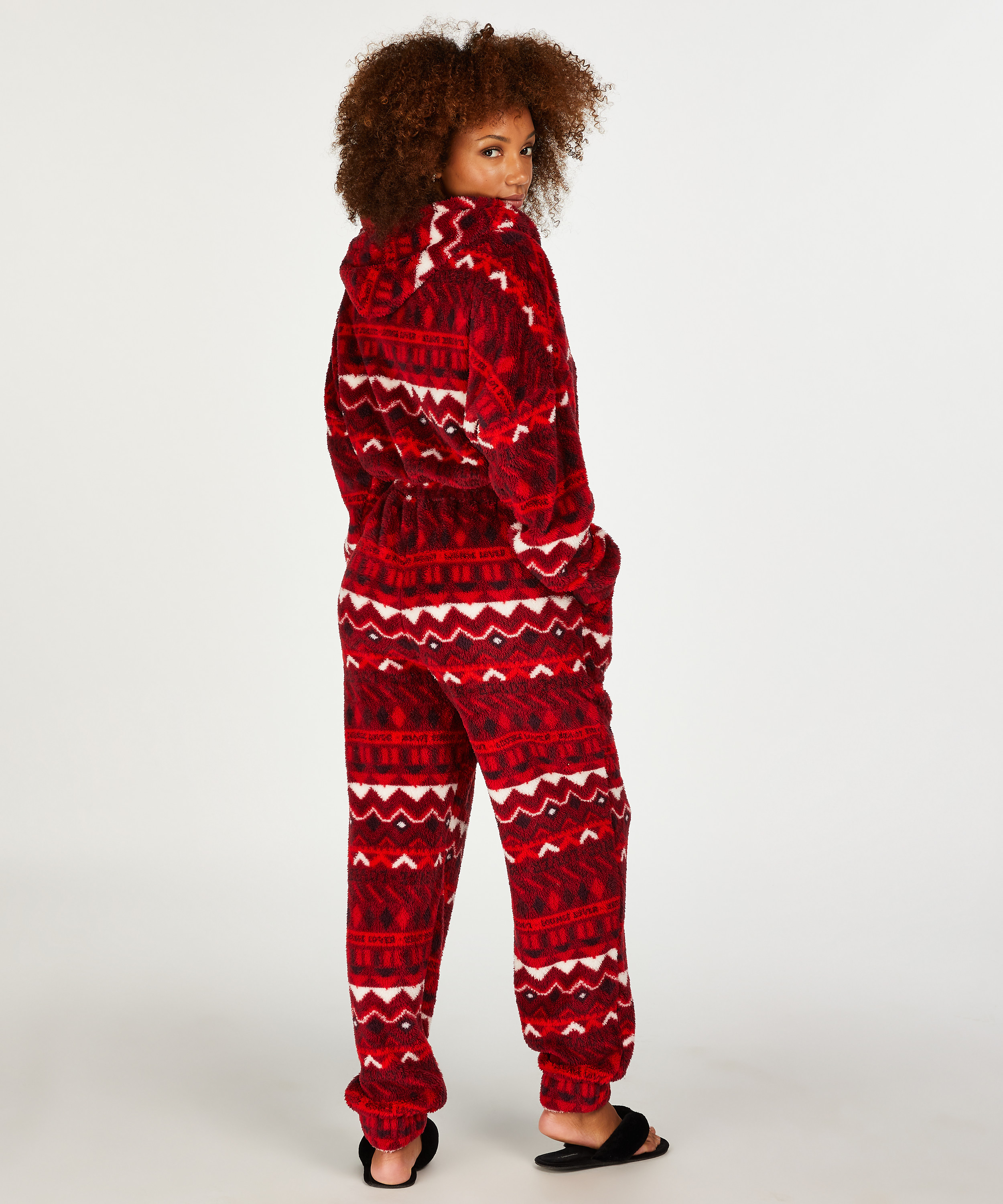 Flannel Fleece Onesie Fairisle, rød, main