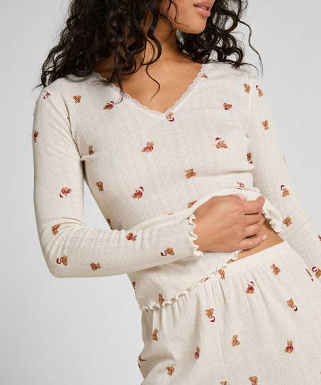 Pyjamasbukser Pointelle, Hvid