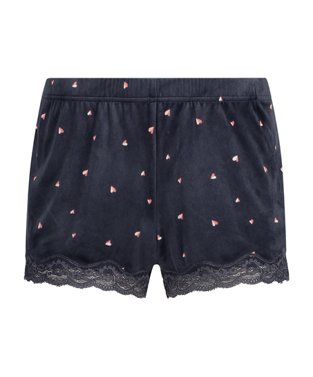 Shorts Velour Hjerter, Gr&aring;