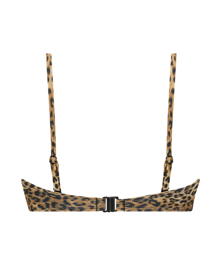 Formstøbt stropløs push-up-bikinitop Leopard, Brown