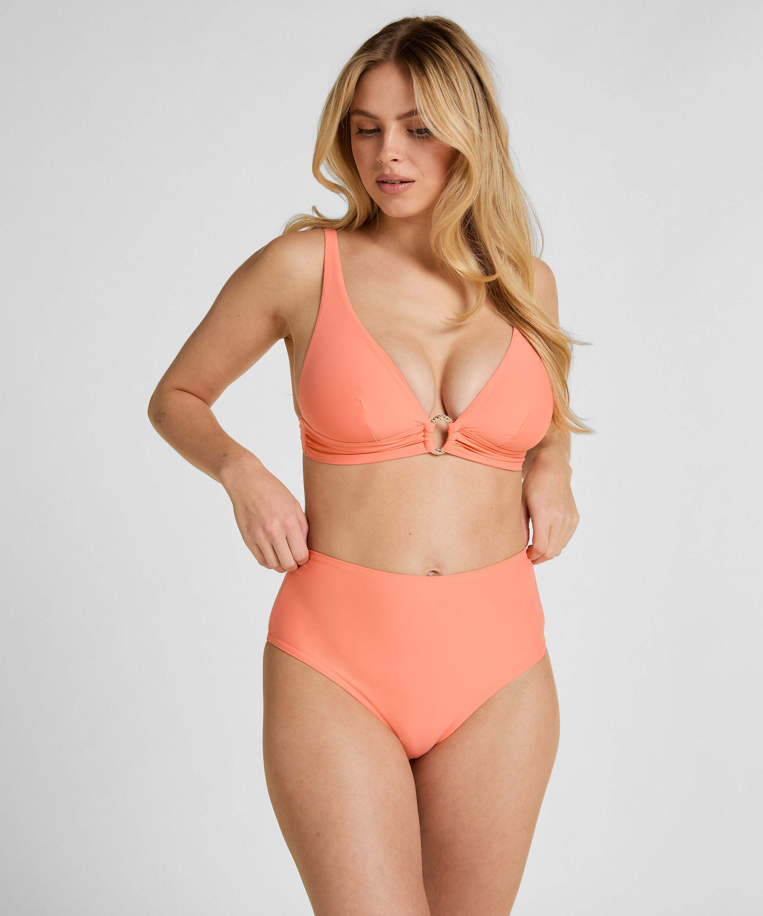 High-Waisted Formende Bikinibukser Luxe, Orange
