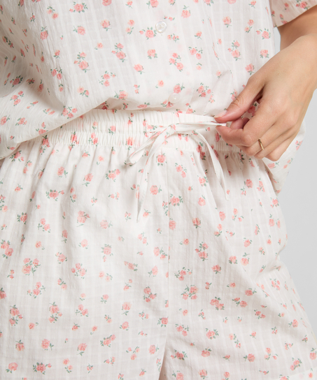 Vævede pyjamasshorts, Hvid