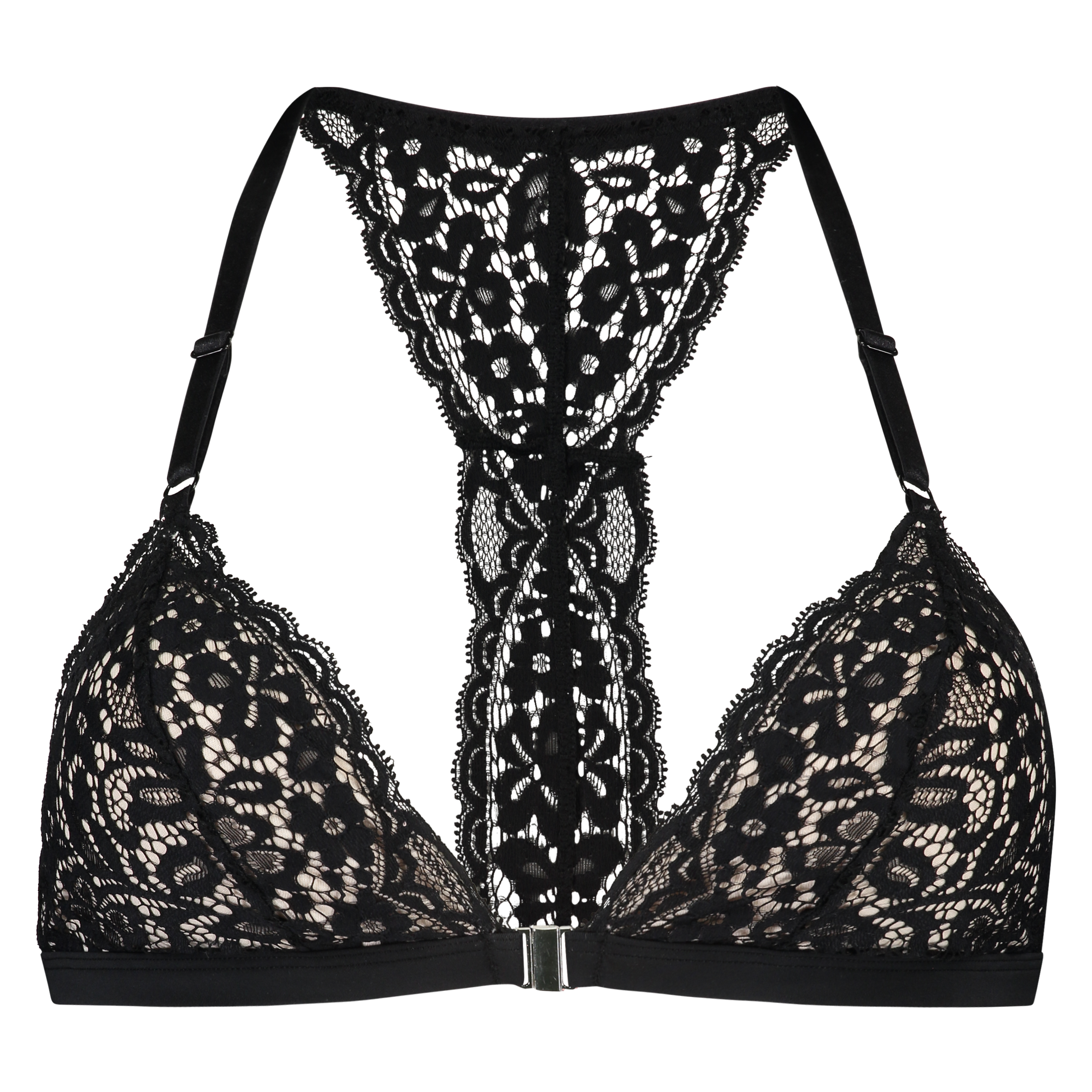 Rose vatteret trekantsbralette, Sort, main