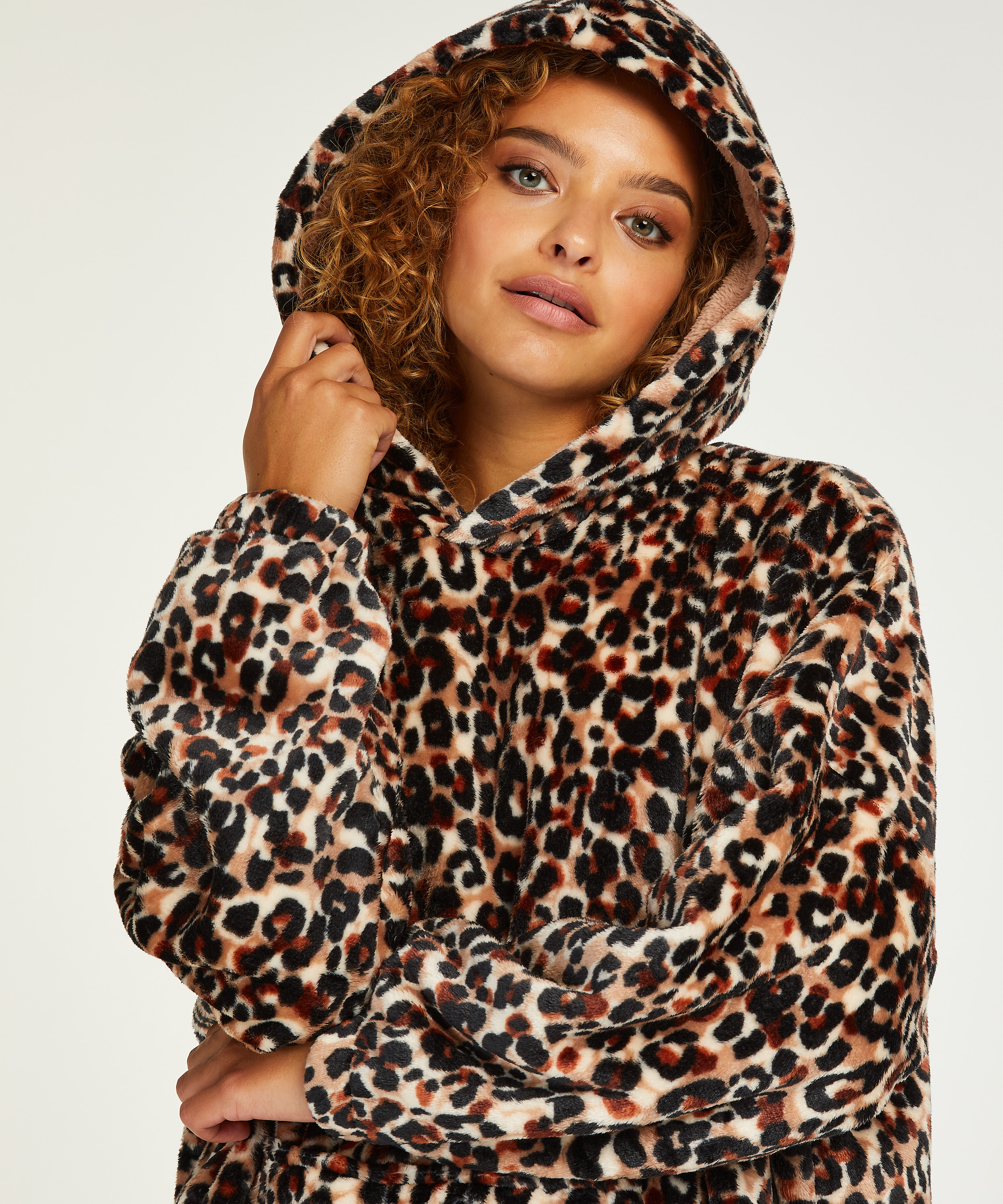 Flannel Fleece Hoodie, Brun, main