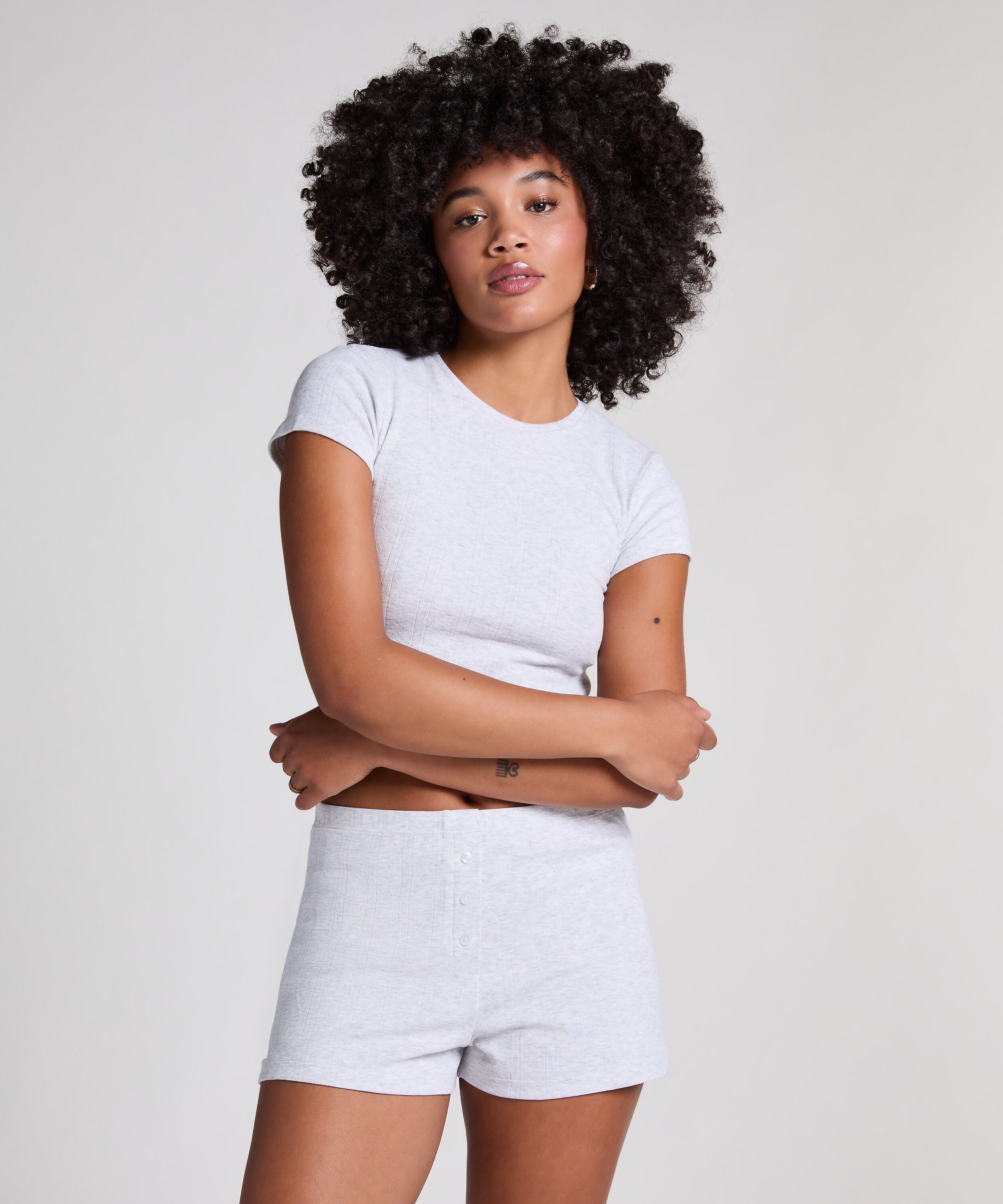 Pointelle shorts, Grå Pointelle shorts, Grå