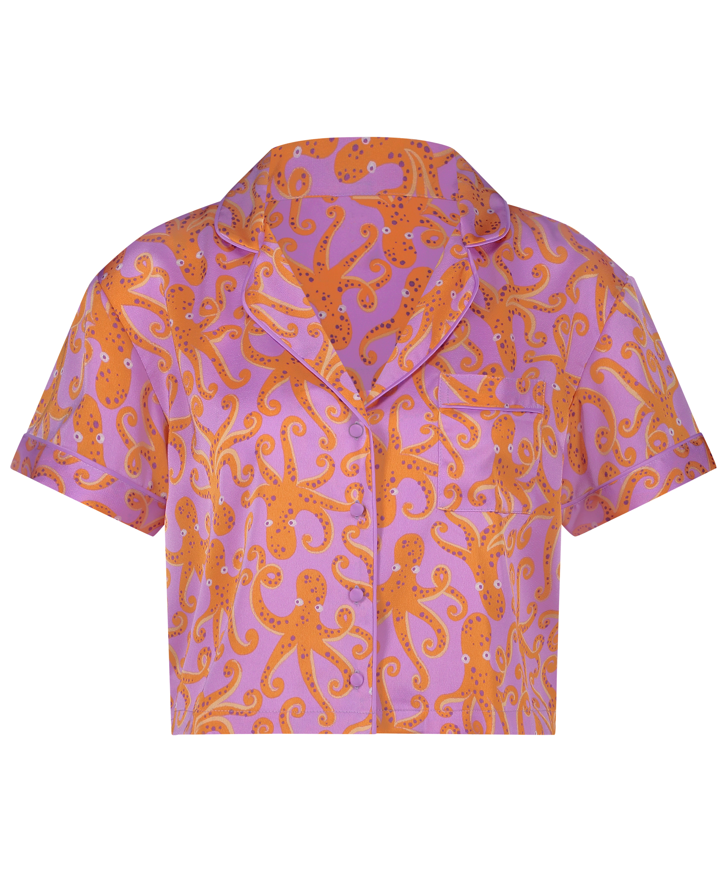 Kortærmet satinjakke, Lilla, main