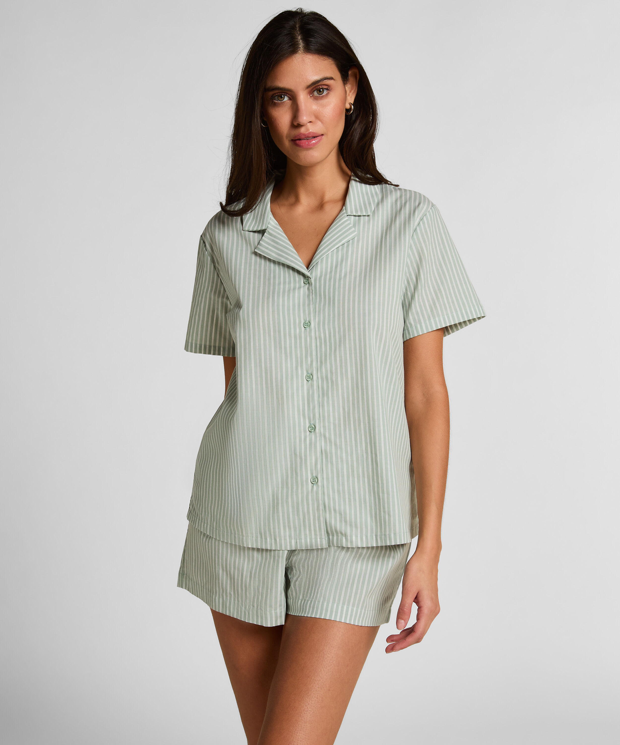 Jakke i vævet stof med striber