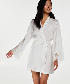 Satin kimono, hvid