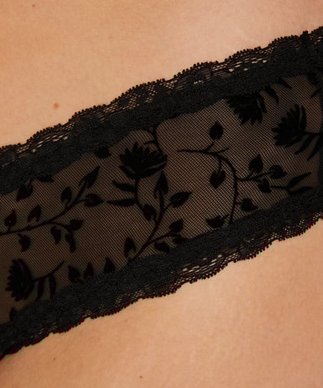 Brasiliansk trusse i V-form og mesh, sort