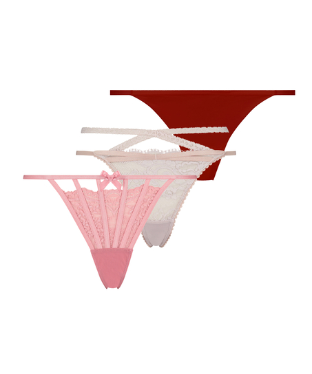 3-styks-pakning G-streng, pink