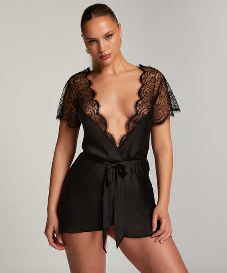 Kimono satin Coco, Sort