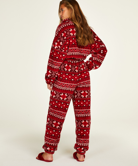 Flannel Fleece Onesie Fairisle, r&oslash;d