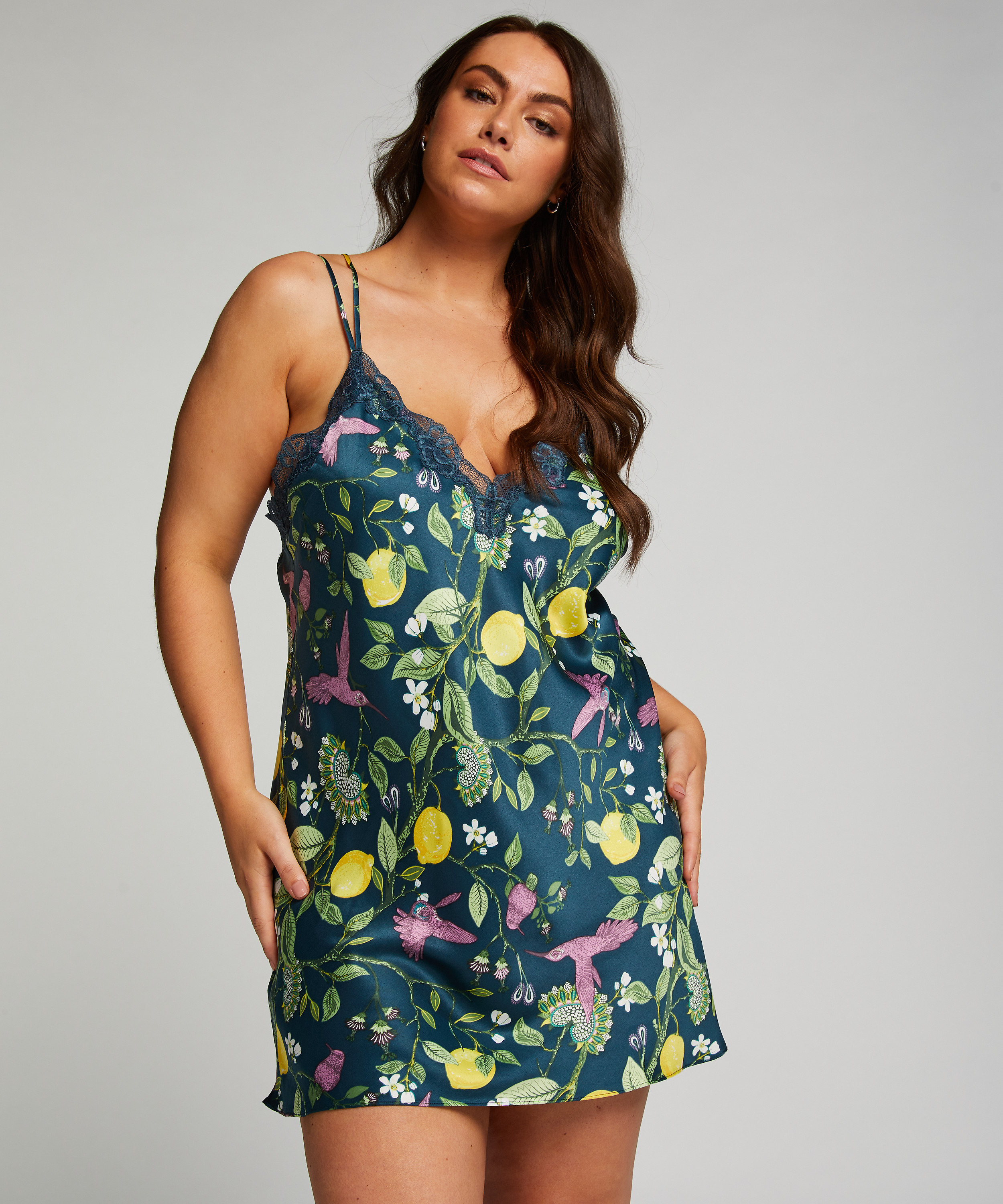 Natkjole Satin, Blå, main