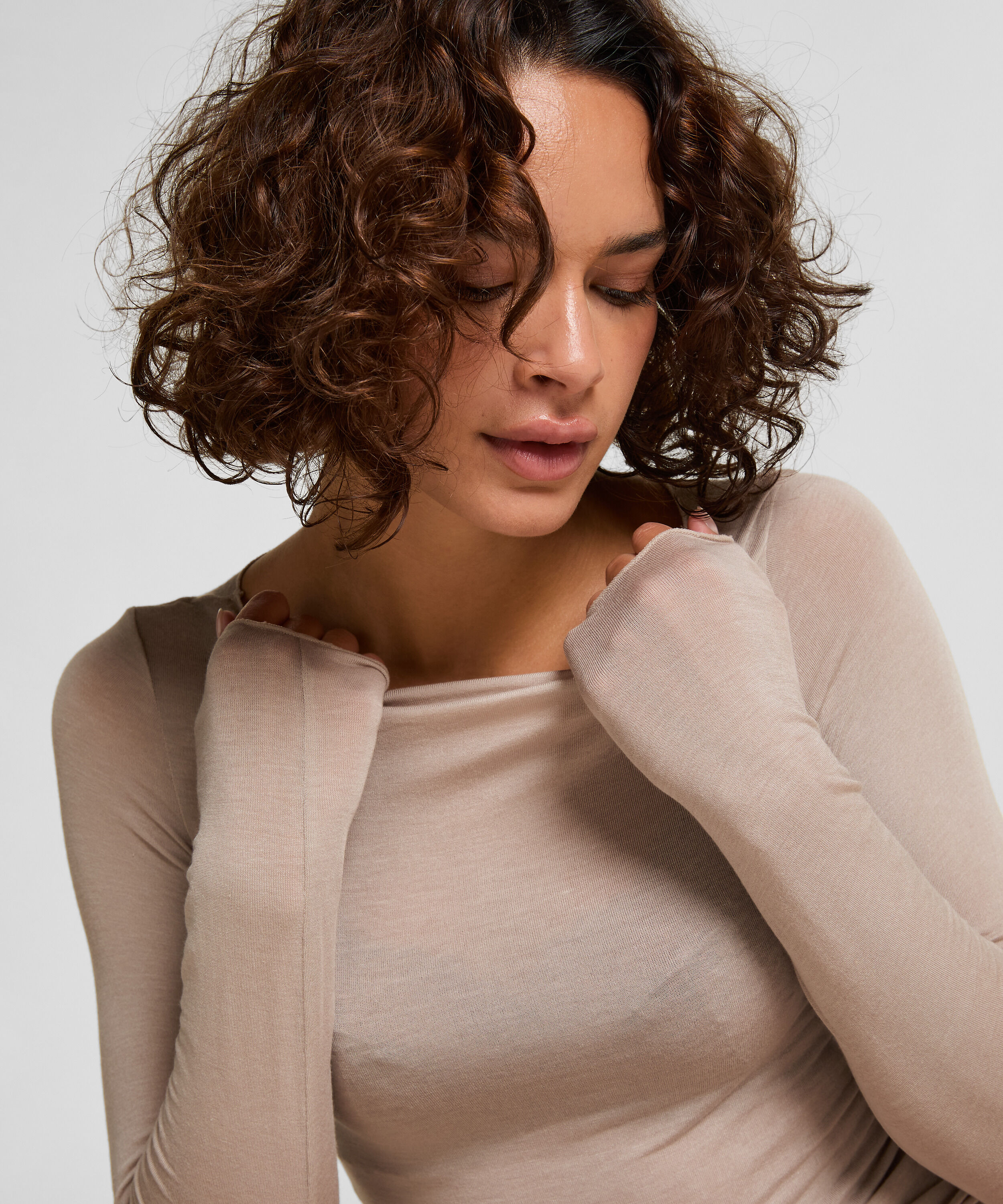super soft Bådhals Bluse med Cashmere, Grå