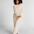 Langærmet top i blød fleece, Beige
