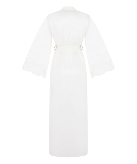 Valerie lang satinkimono, Hvid