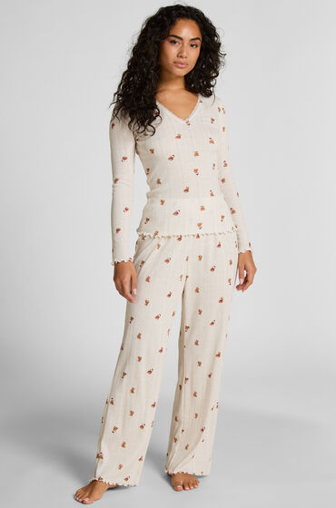 Hunkemöller Pyjamasbukser Pointelle hvid