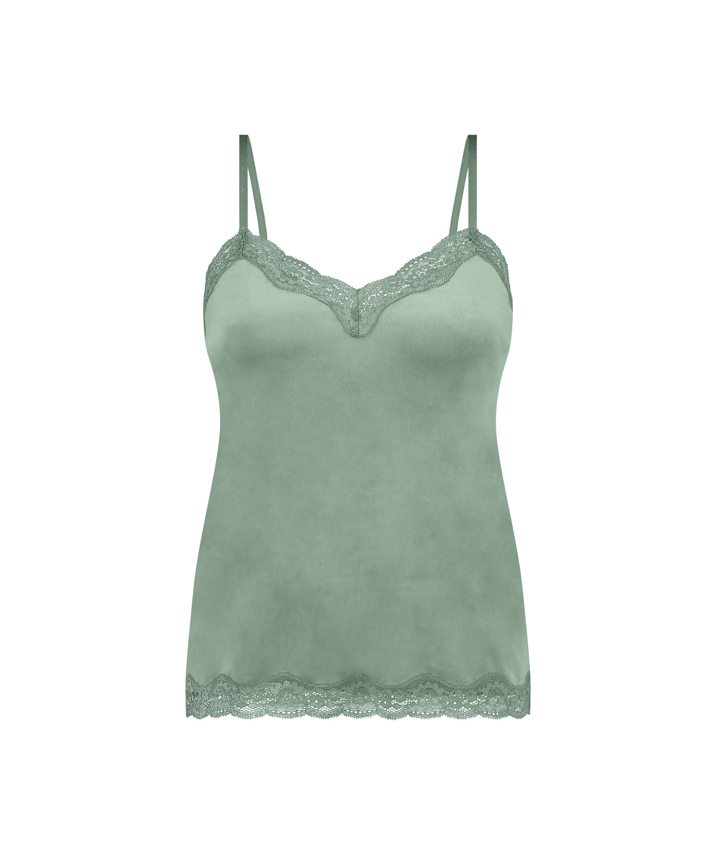 Cami top Velours Lace, Grøn, main
