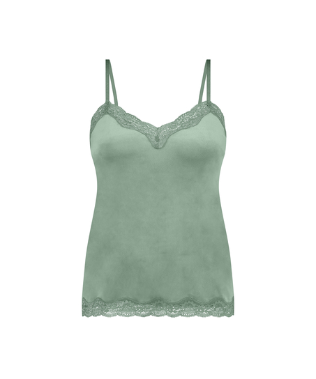 Cami top Velours Lace, Grøn