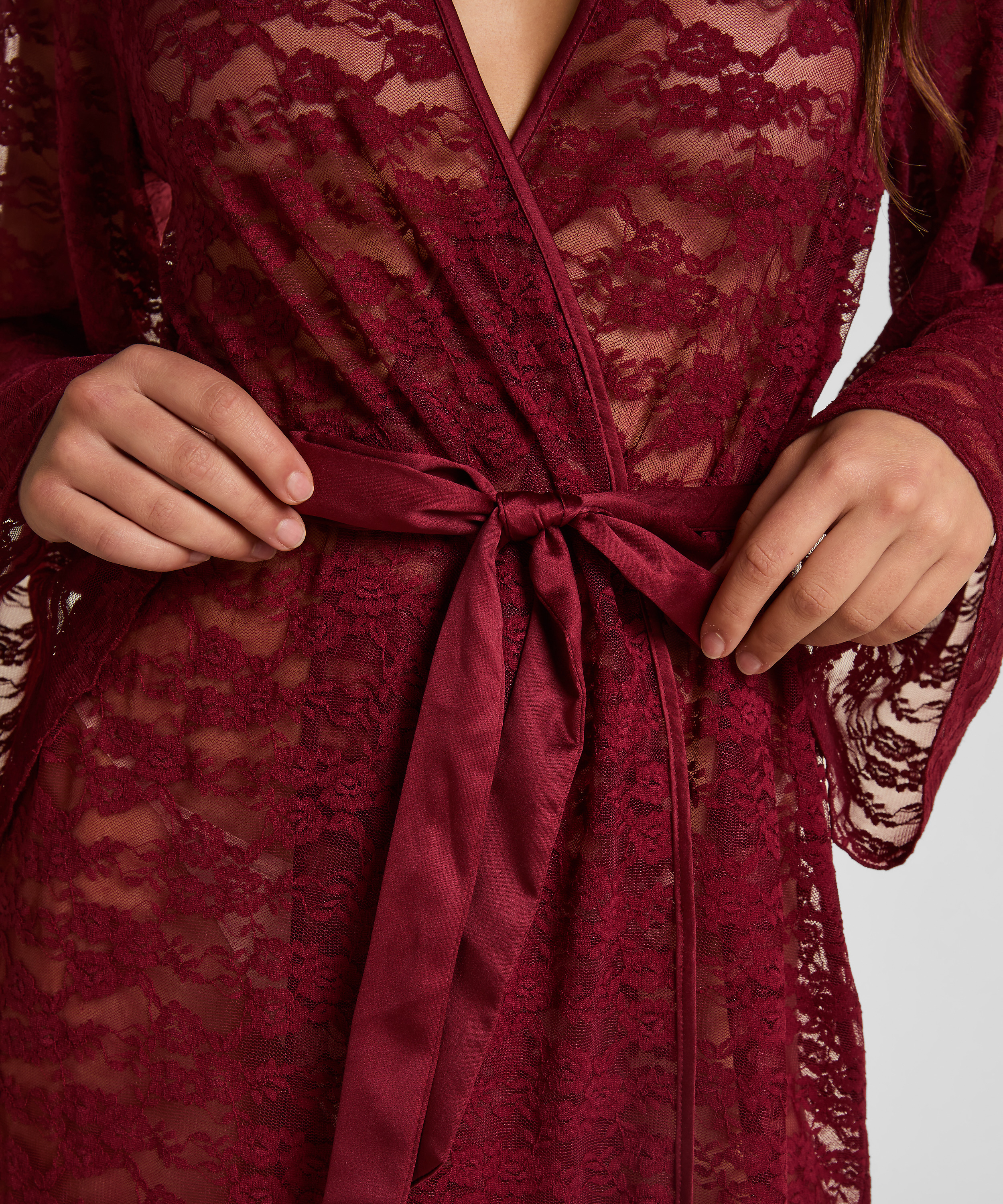 Kimono i held&aelig;kkende blonde, R&oslash;d, main