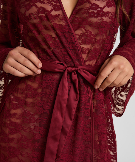 Kimono i held&aelig;kkende blonde, R&oslash;d