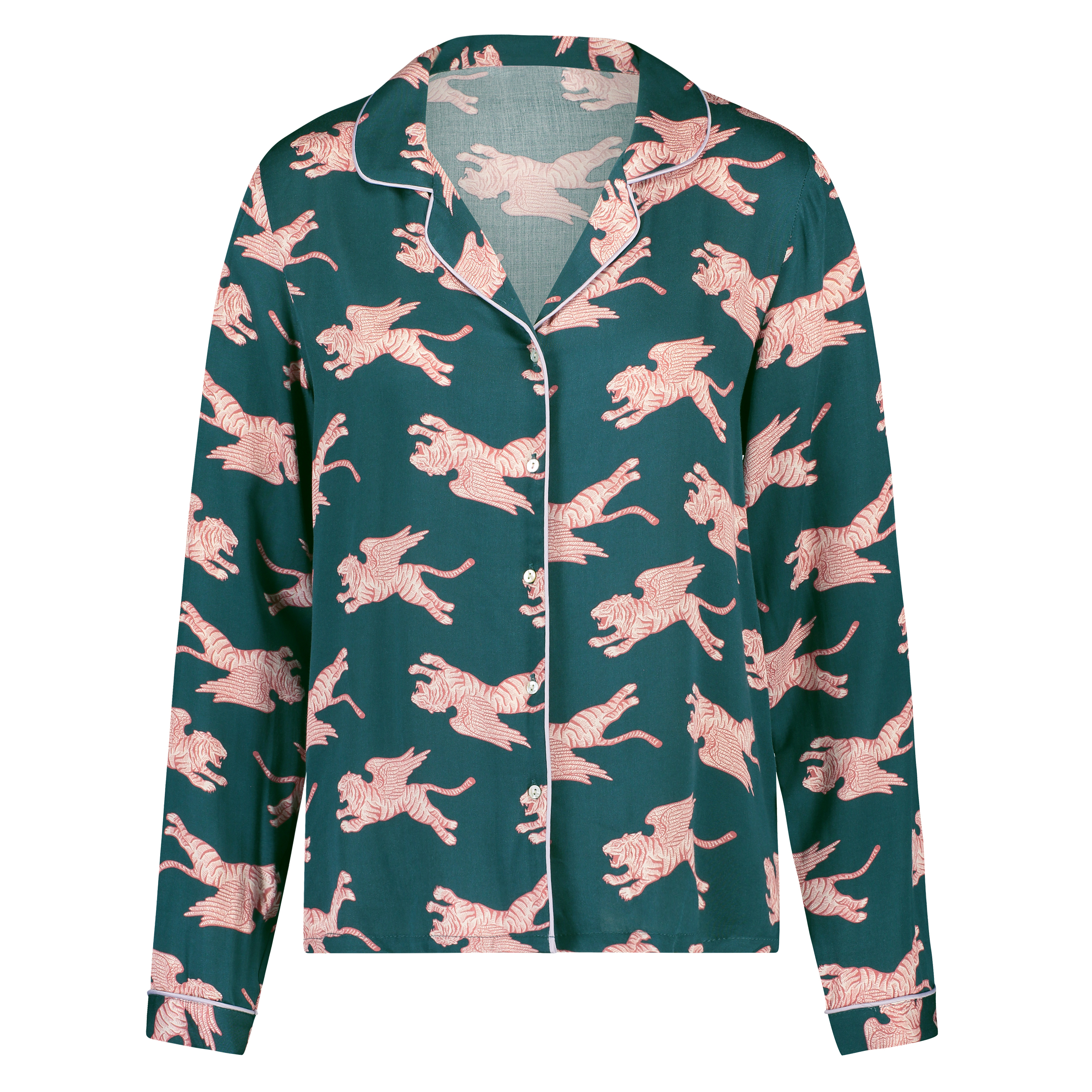 V&aelig;vet pyjamasjakke med lange &aelig;rmer, Bl&aring;, main