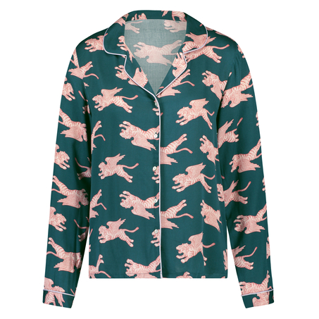 V&aelig;vet pyjamasjakke med lange &aelig;rmer, Bl&aring;