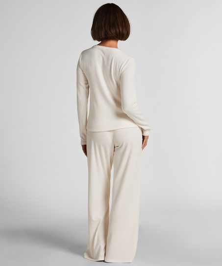 Ribstrikket Cardigan i Jersey, Hvid